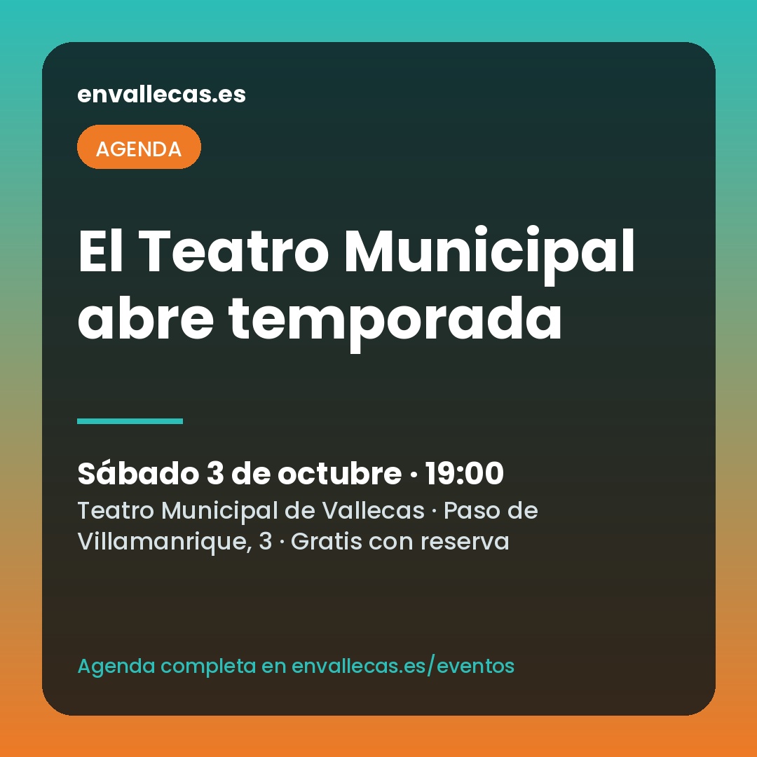 El Teatro Municipal de Vallecas abre temporada el 3 de octubre