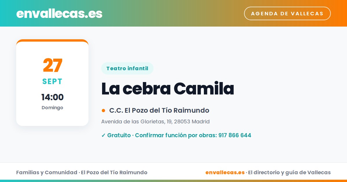 La cebra Camila, teatro infantil gratis en El Pozo el domingo
