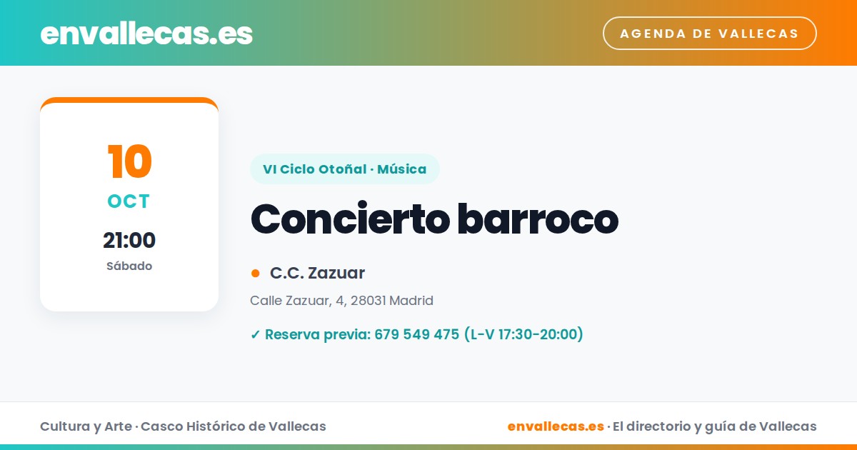 Concierto barroco en el Zazuar dentro del Ciclo Otoñal