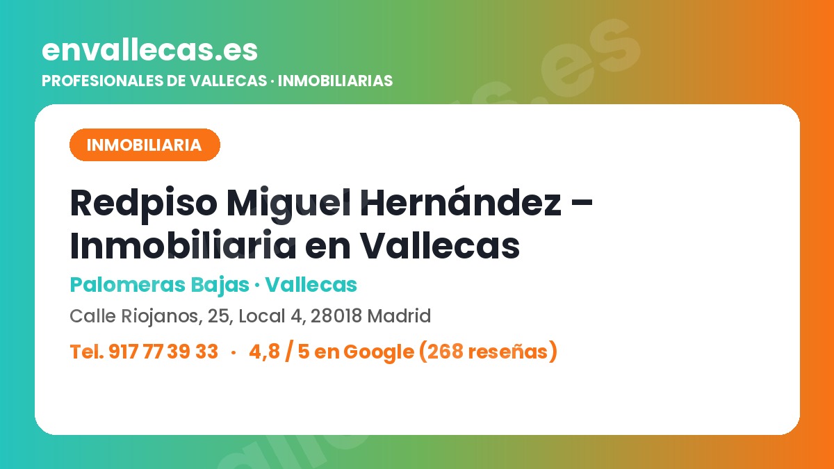 Redpiso Miguel Hernández, inmobiliaria en Palomeras Bajas