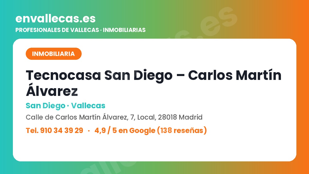 Tecnocasa Carlos Martín Álvarez, inmobiliaria en San Diego