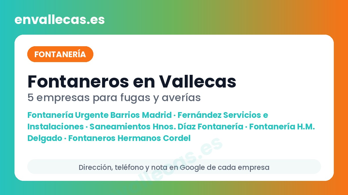 Fontaneros en Vallecas: 5 empresas para fugas y averías