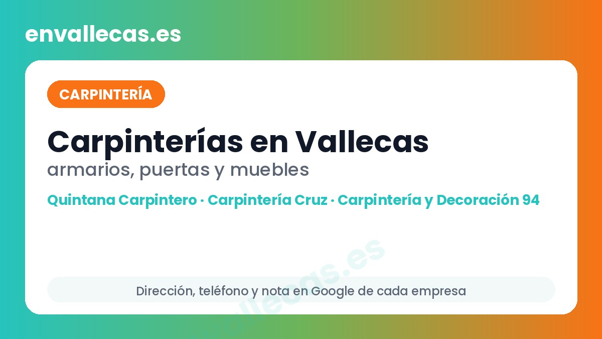 Carpinterías en Vallecas: armarios, puertas y muebles