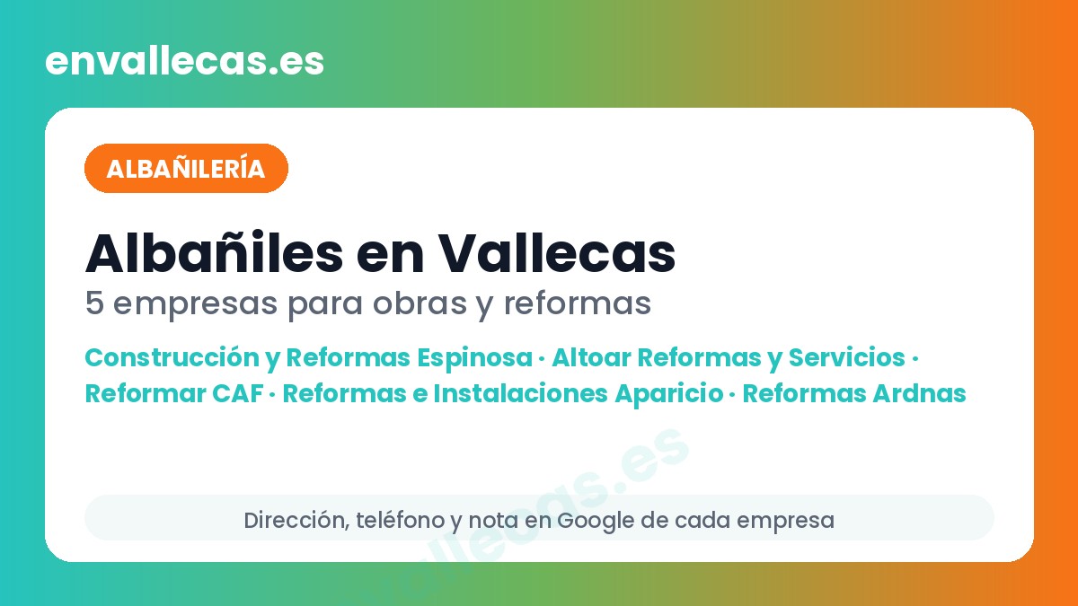 Albañiles en Vallecas: 5 empresas para obras y reformas