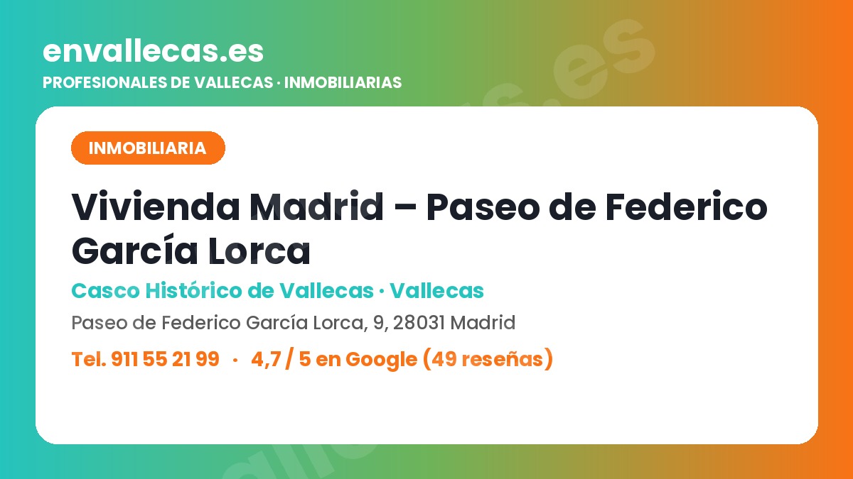 Vivienda Madrid, oficina del Paseo de Federico García Lorca