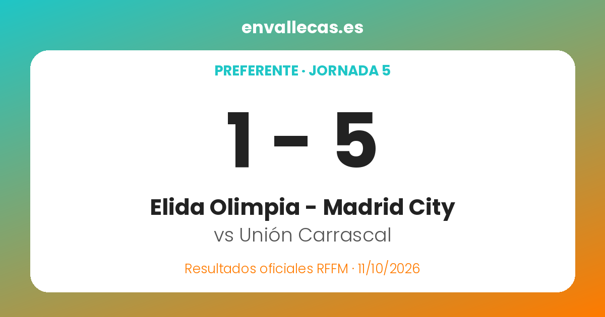 El Elida Olimpia–Madrid City Vallecas cae 1-5 ante el Unión Carrascal