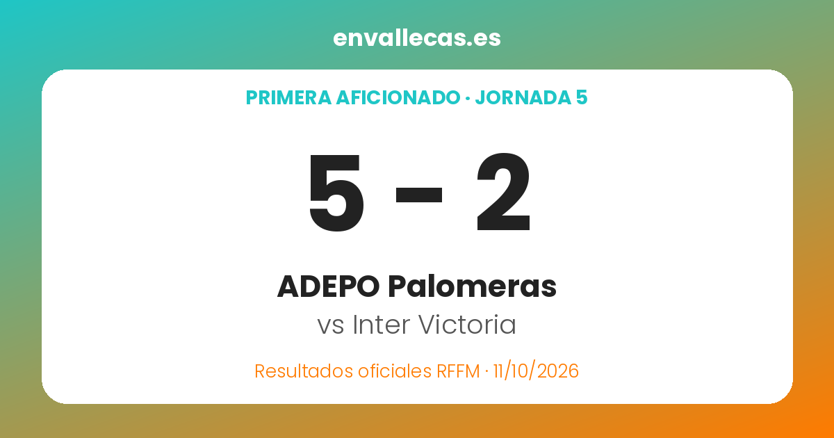 ADEPO Palomeras golea 5-2 al Inter Victoria en Primera Aficionado