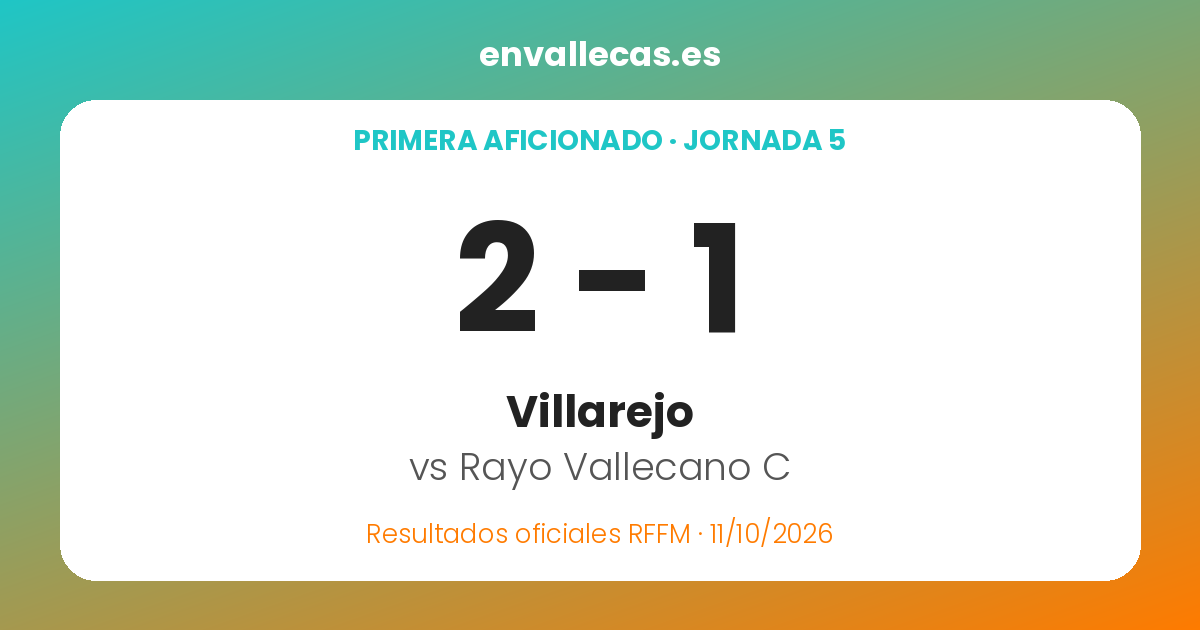 El Rayo Vallecano C pierde 2-1 en Villarejo en Primera Aficionado