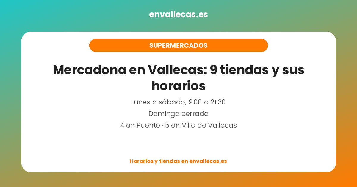 Mercadona en Vallecas: 10 tiendas y sus horarios