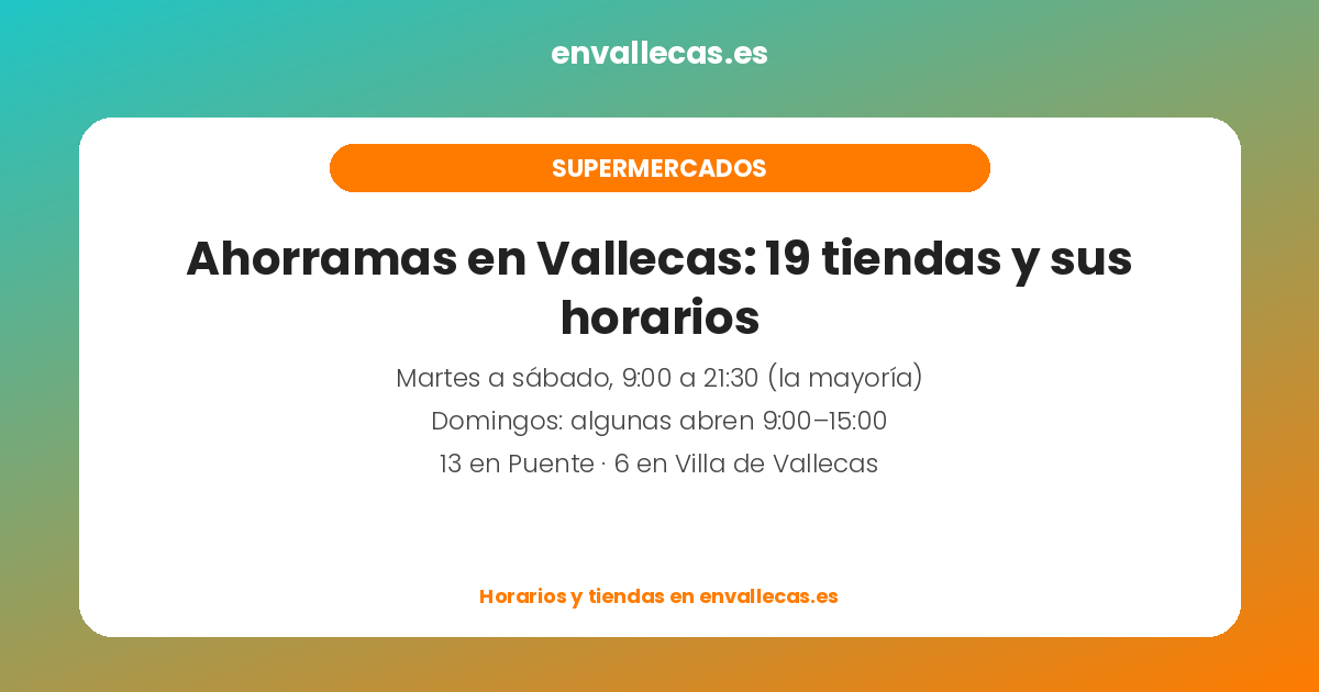 Ahorramas en Vallecas: 19 tiendas y sus horarios