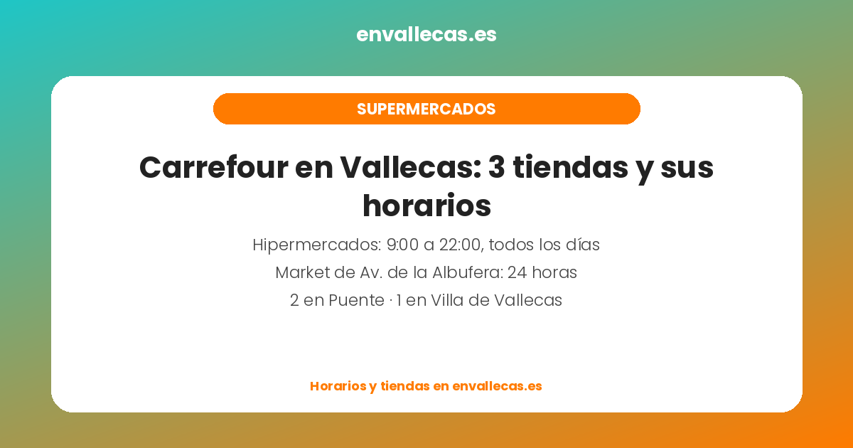 Carrefour en Vallecas: 3 tiendas y sus horarios
