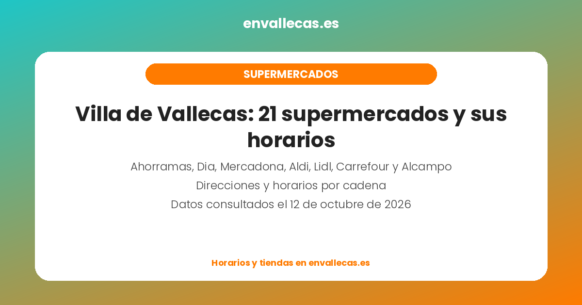 Villa de Vallecas: 21 supermercados y sus horarios