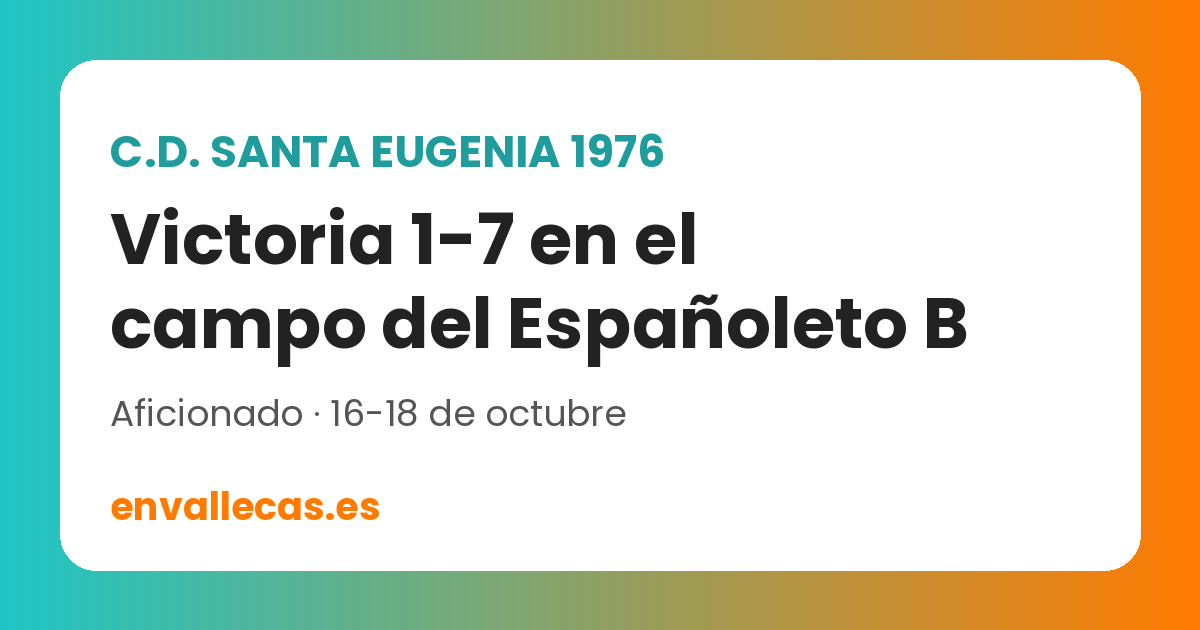 El C.D. Santa Eugenia 1976 gana 1-7 en el campo del Españoleto B