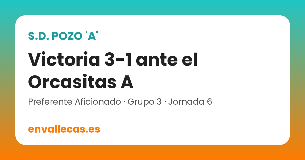 El Pozo A gana 3-1 al Orcasitas en la jornada 6 de Preferente