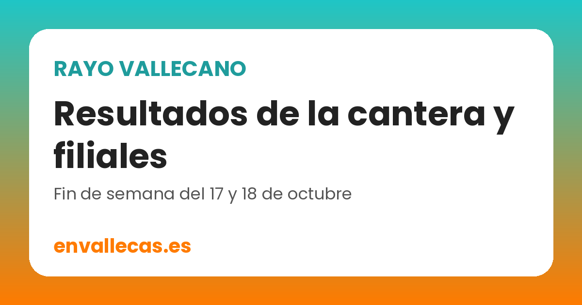 Rayo Vallecano: resultados de la cantera y filiales el 17 y 18 de octubre