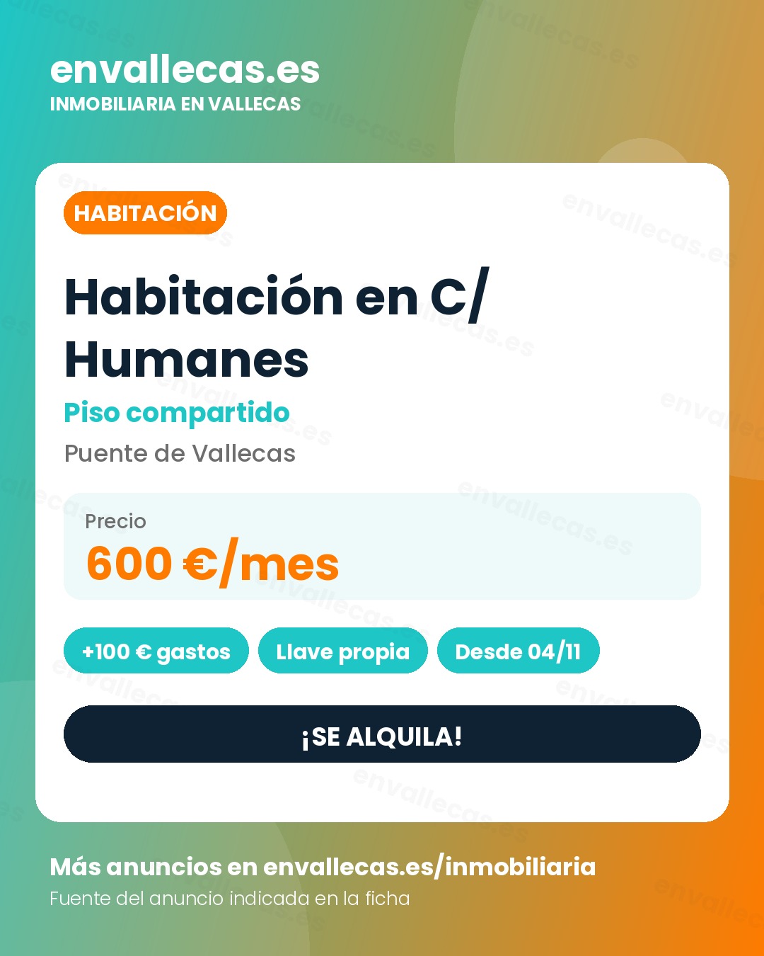 Habitación en Alquiler - Calle Humanes (Puente de Vallecas)