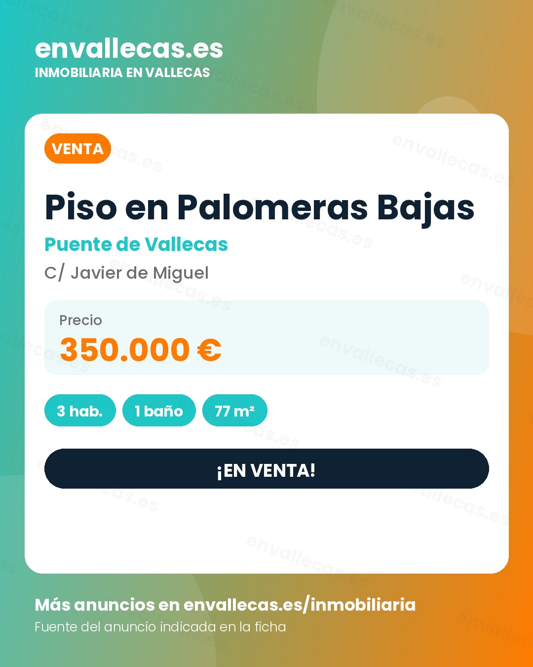 Piso en Calle de Javier de Miguel - Palomeras Bajas