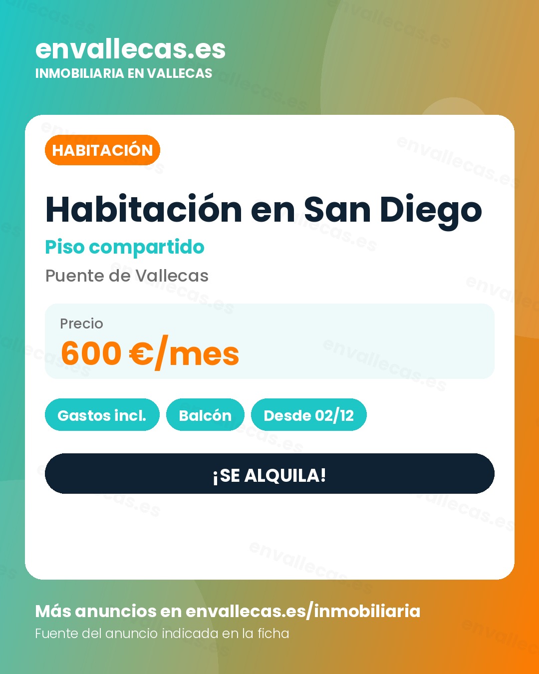 Habitación en Alquiler - San Diego (Puente de Vallecas)
